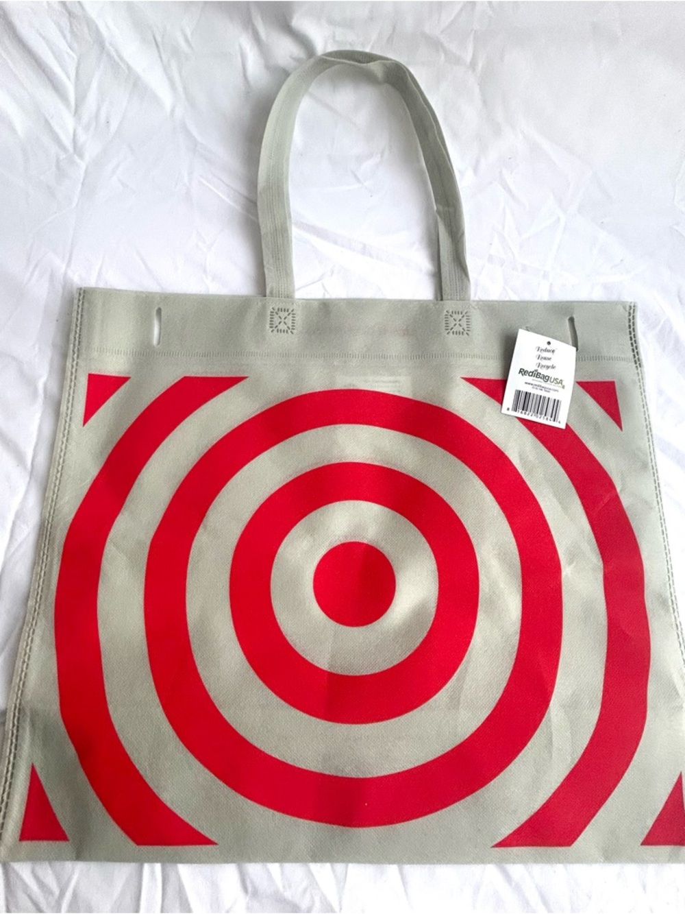 Target Gray Tote Bag with Red Bullseye Design